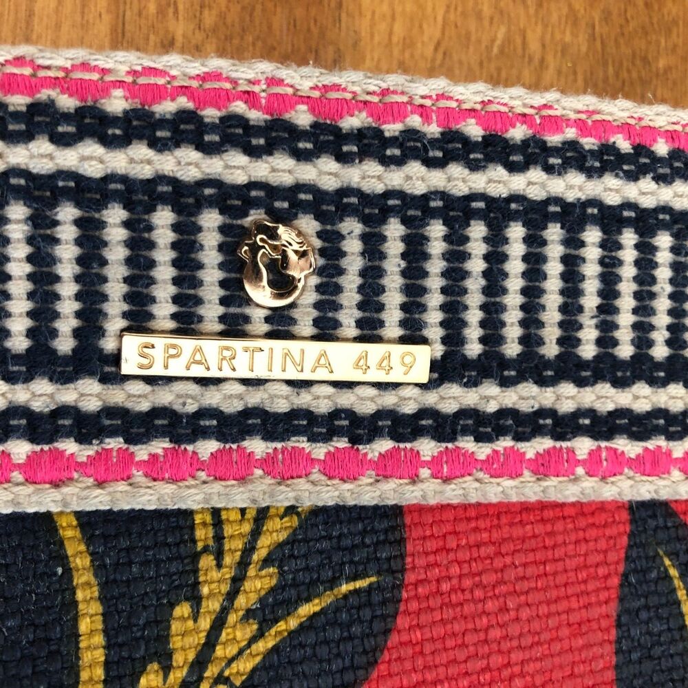Spartina 449 Red Floral Crossbody Bag with Blue and Pink Accents - Picture 3 of 12